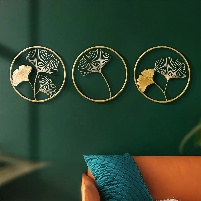 

Nordic wrought iron ginkgo leaf wall decoration home living room porch sofa TV background wall decoration wall hanging