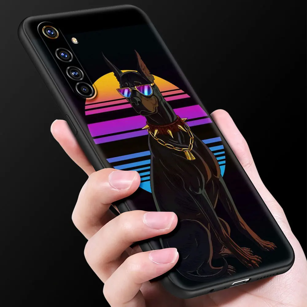 doberman dog shockproof case for realme c3 8 pro bag fundas silicone soft black cover for realme 6 7 pro c21 shell coque luxury free global shipping