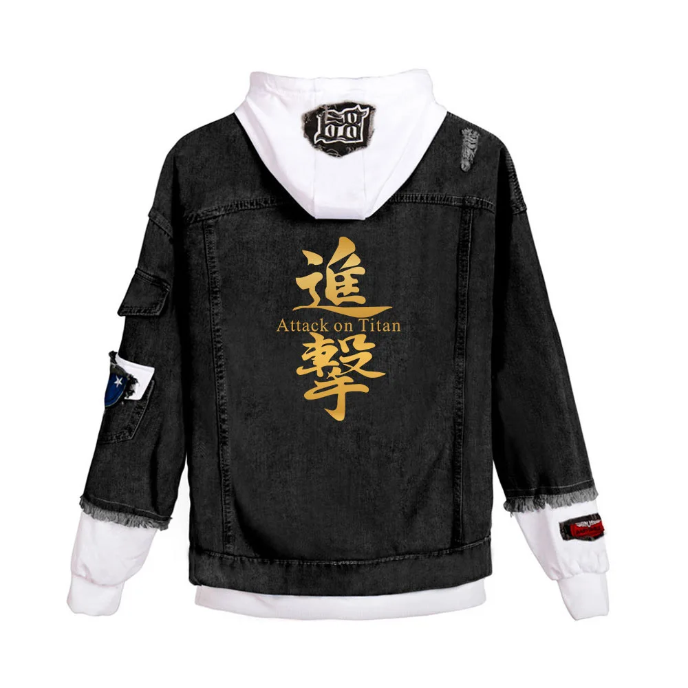 

Creative denim Jacket Overcoat Jeans Harajuku Attack On Titan Torn Sweatshirt Men/women Fashion Long Sleeves Clothes Funny Print