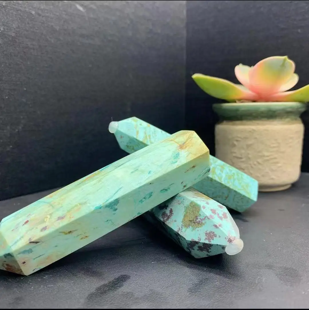 

Green Turquoise Wand Point Natural Stones Minerals Crystals Gems Healing Reiki For Home Decoration Gemstones