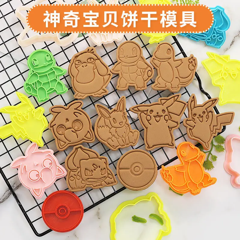 Cortador de galletas de Pikachu, herramientas de prensado 3D para hornear, herramientas de panader&iacute;a, suministros de cocina, juguetes de pokemon, fiesta de Navidad y Halloween-0
