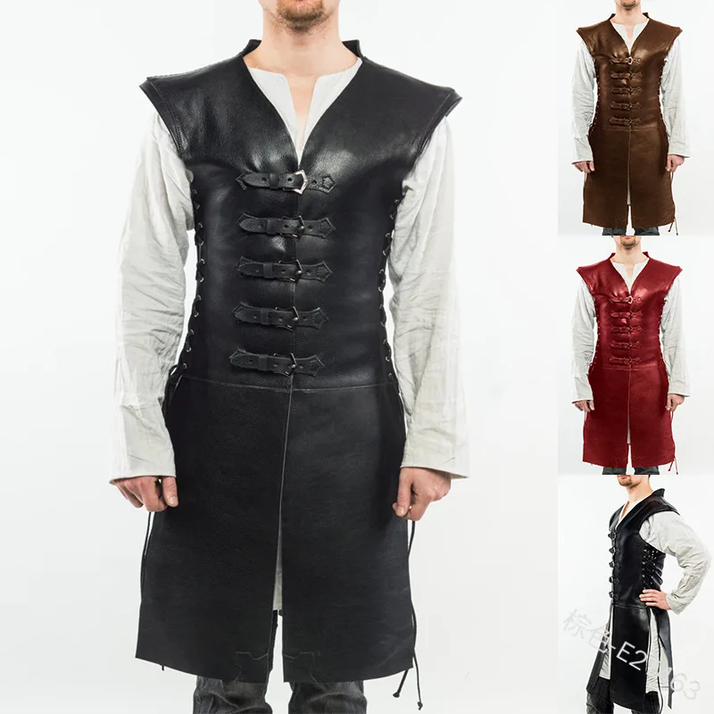 Средневековый стимпанк кожа Jerkin Surcoat Norse Dane Ranger Saxon Наёмник Ветеран костюм LARP