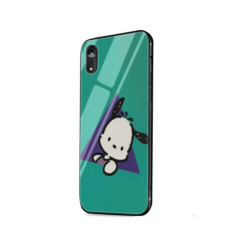 Mobile Phone Case Glass For iPhone Apple XR X XS Max 5 5s SE 6 6S 7 8 Plus Cover Sanrio Pochacco Shell |