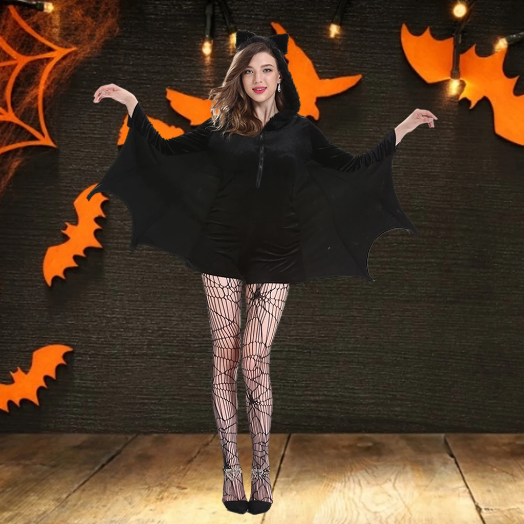 Женский костюм летучей мыши на Хэллоуин животного косплей аниме худи с ушами