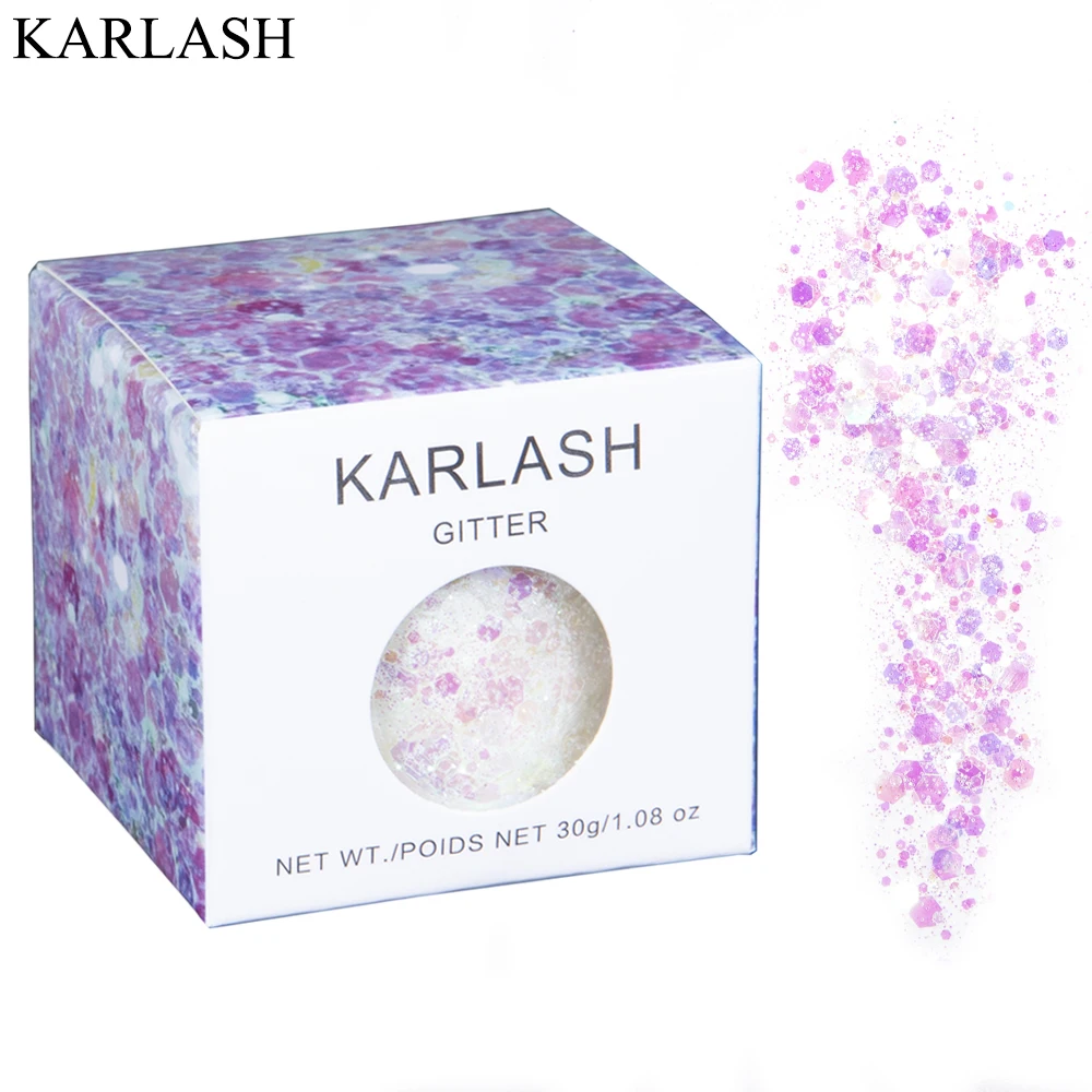 

KARLASH 2021 NEW Nail Glitter Powder Pink White 30g Mix Loose Glitters Sparkle Chrome Pigment for Face Nail Art Decorations