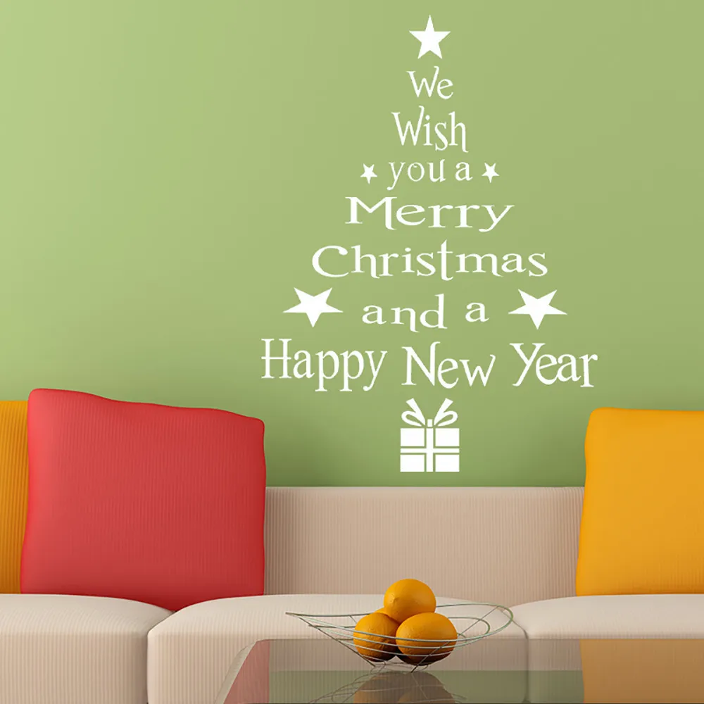 Оконные наклейки на стену стикер DIY Рождественская елка буквы палка настенная