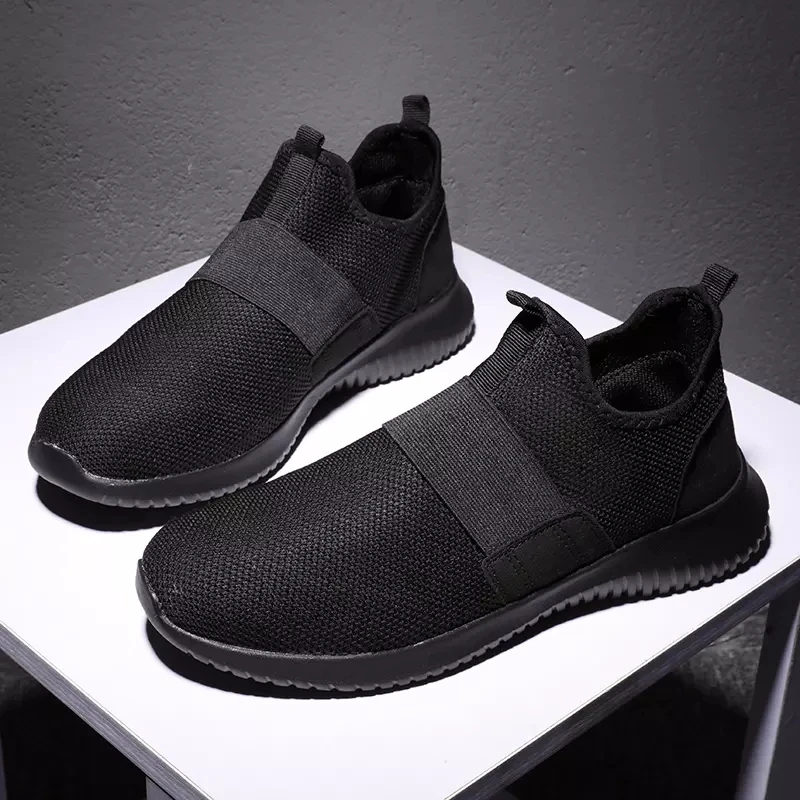 

Mens Sneakers Slip On Hardwearing Comfy Running Shoes Male Solid Color Knited Lightweight Breathable Outdoor Autumn Footwears