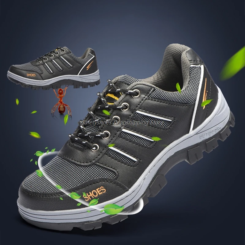 

Indestructible Safety Shoes Men Work Boots With Steel Toe Puncture Proof Safety Boots Men's Work Shoes Anti-stab Work Sneakers