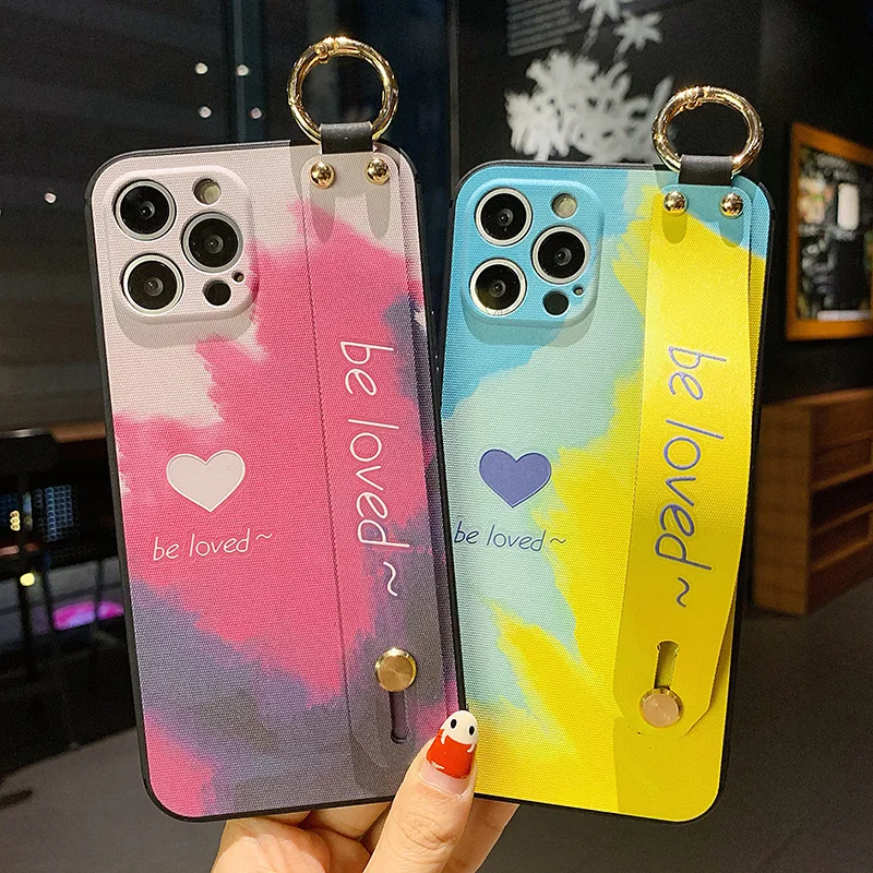 Чехол с ремешком на запястье для iphone 11 12 Pro Max SE X XS XR 6 6S 7 8 plus 12mini кольцо подставка