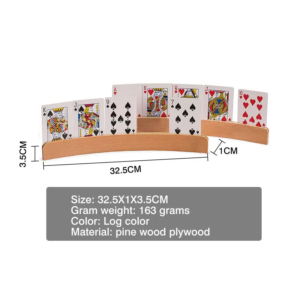 

2PCS 12.8 X 1.6 X 1.5 Inches Panoramic Wooden Playing Card Holder Comfortable And Practical Desktop Card Organizer