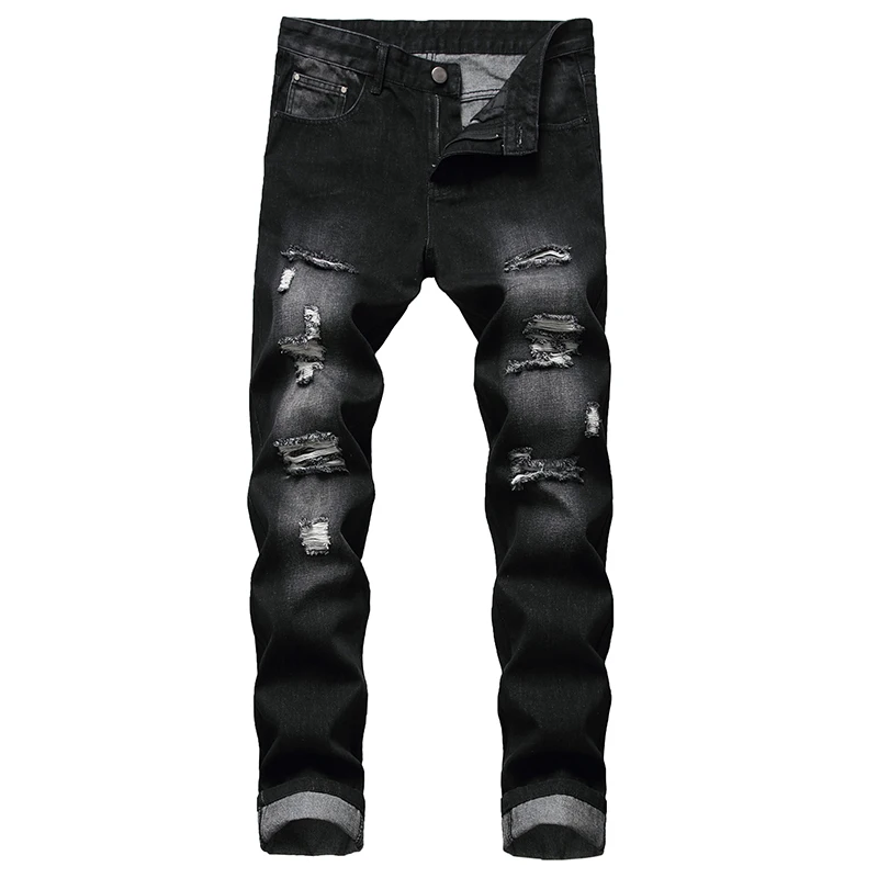 Ripped Jeans Men Skinny Pants Hip Hop Male Jeans Homme Elasticity Slim Fit Frayed Casual Men Denim Jeans Hombre Trousers