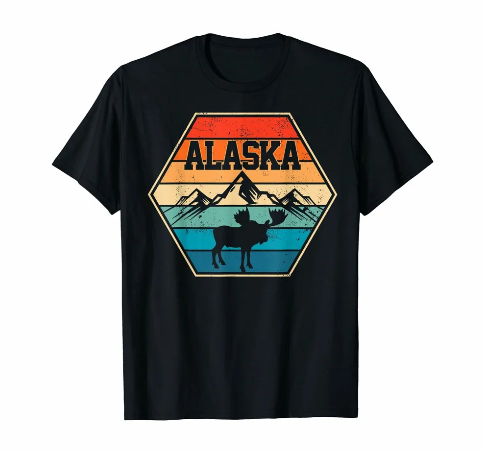 Топ Alaska Usa Moose Mountain Hiking винтажная Ретро Подарочная футболка|Мужские футболки| |