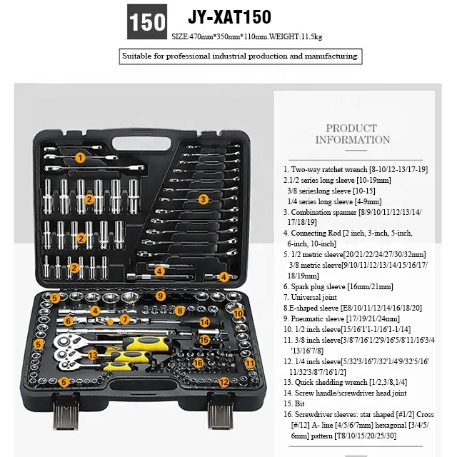 

150PCS Auto Repair Tool Box Set For Cars