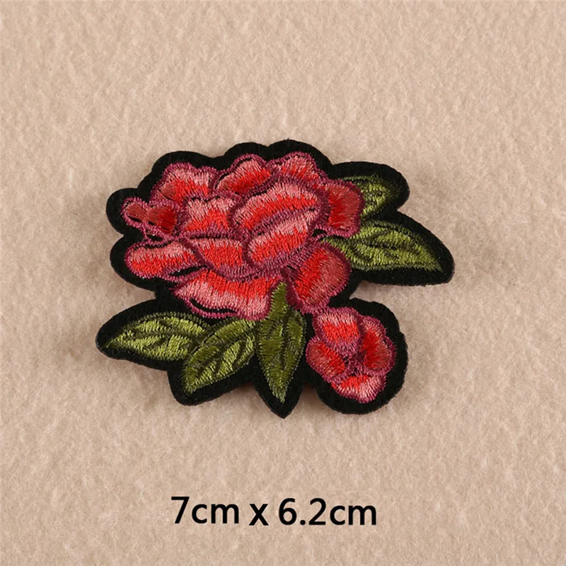 8 шт. вышивка красный цветок розы аппликация ткань DIY шитье и железо на
