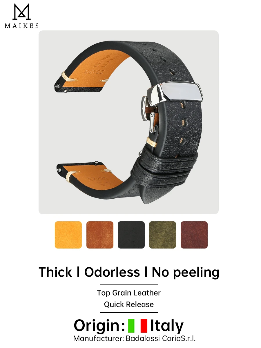 

Handmade Luxury Brand Watch Strap Quick Release For Rolex IWC OMEGA Bracelets Vintage Italian Pueblo Cow Leather Watch Band