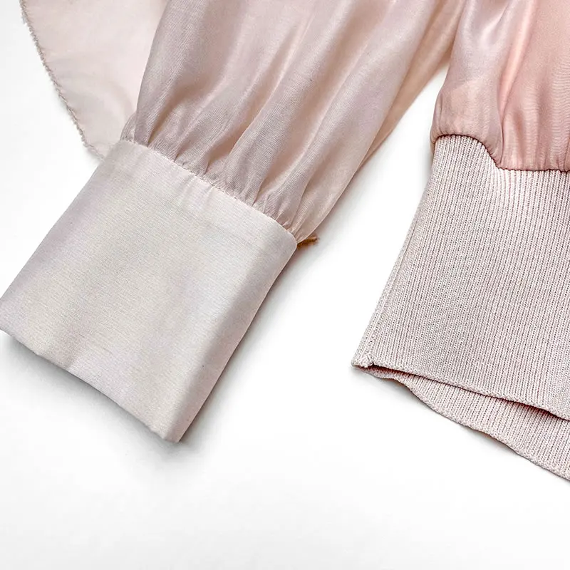 

XITAO Ruffles Patchwork Casual Women Blouse Tide Fashion New Style Bows Stand Collar Long Sleeve Pullover Fake Two Pieces ZY5655