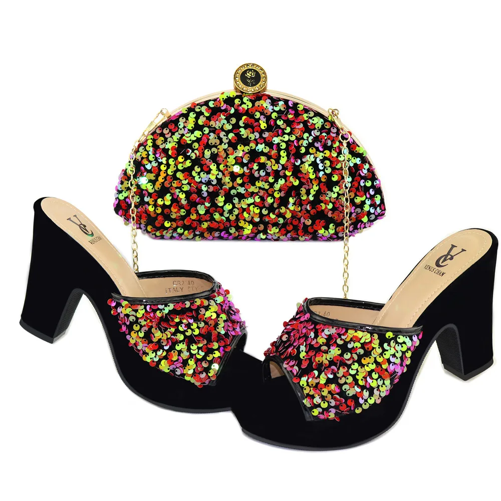 

Hot Sale Multicolor High Heel 10CM Women Pumps Match Bag With Rhinestone Decoration African Shoes And Handbag Set CR2140