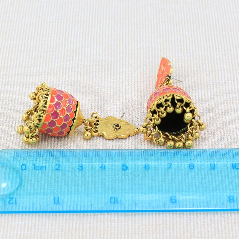 Инс индийские золотые бусины ручной работы оранжевая эмаль Гео непальский