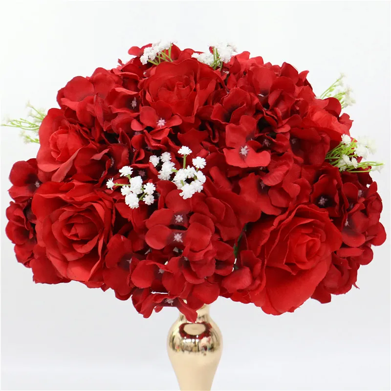 Red ball 35/40/50 искусственный цветок, стол, центральный венок, вечерние, свадебные декорации, дорога, свинец, цветок, шар, роза, Гортензия, Гипсофила - Цвет: Red ball