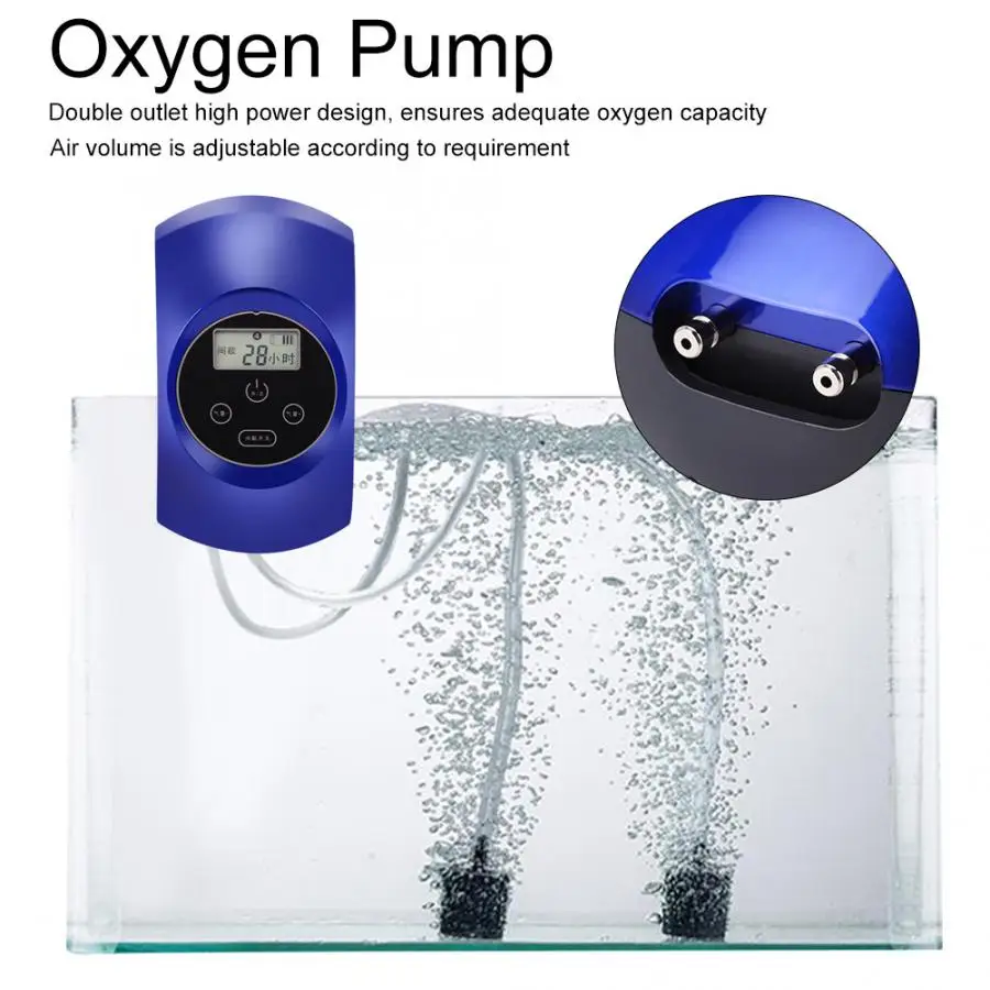 Аквариумный воздушный насос 8 Вт портативный Перезаряжаемый бесшумный двойной