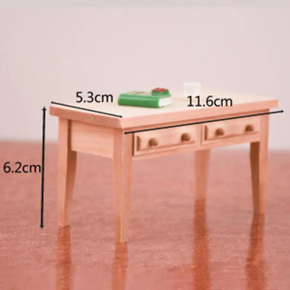 

1/12 Writing Desk Simulation Dollhouse Mini Toy Decor Ornament DIY Craft Prop Wooden Doll Houses Miniature Kit Toy Pretend Play