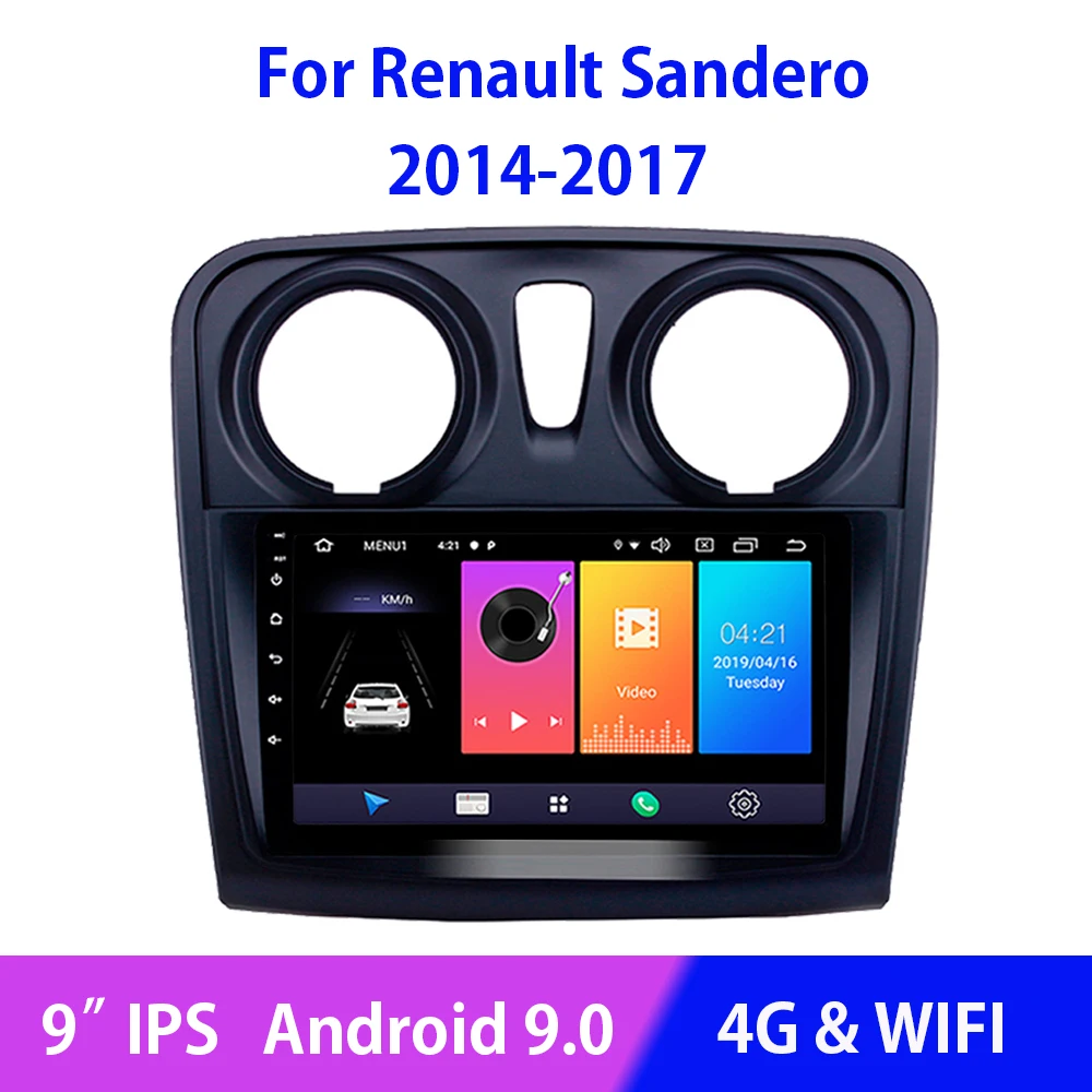 

Android 9.0 WIFI 4G Car Radio Multimedia Video Player For Renault Sandero Dacia 2014 2015 2016 2017 System Head Unit Carplay BT