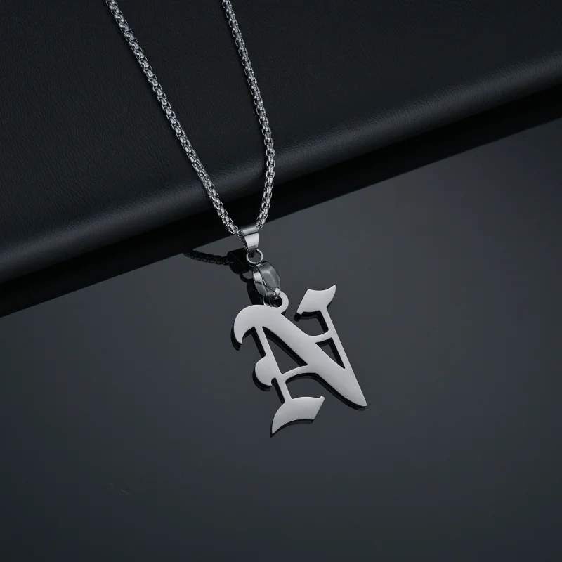 

26 Initial Letter Pendant Necklace Statement Fashion Alphabet Long Silver Color Chain Choker Women Girls Charm Party Jewelry