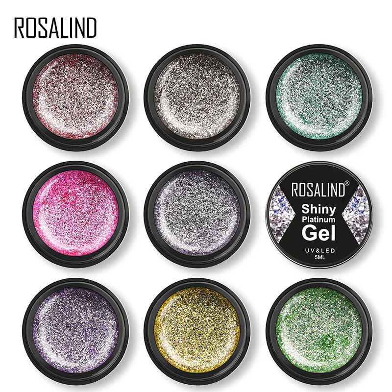 ROSALIND блестящий набор гель-лаков для ногтей для маникюра Platinum Nails Art Poly Gel Lak гибридные Лаки UV цвета верхнее Базовое покрытие праймер