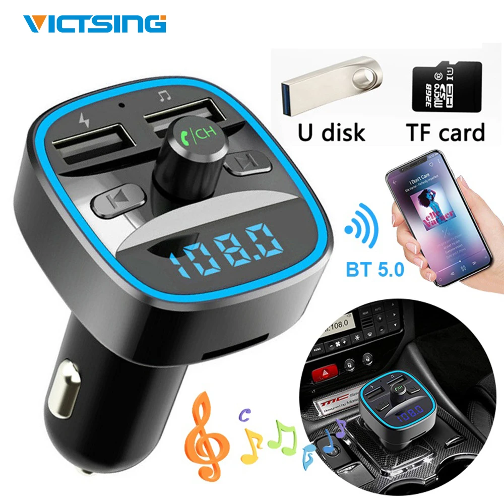 Автомобильный беспроводной fm передатчик VicTsing Bluetooth 5 0 QC 3 с двойным USB плеером|FM-трансмиттеры| |