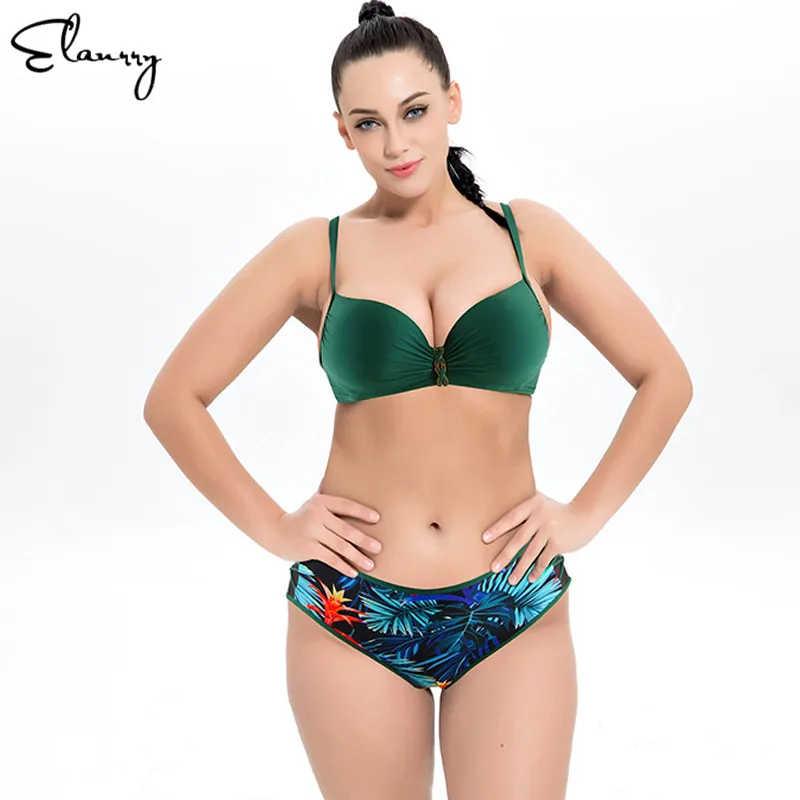 Женский комплект бикини размера плюс пуш ап сексуальный купальник большая грудь