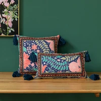 vintage embroidery cushion cover pillow covers home decorative ethnic style tassels square lumbar pillow pillow case 50x50cm
