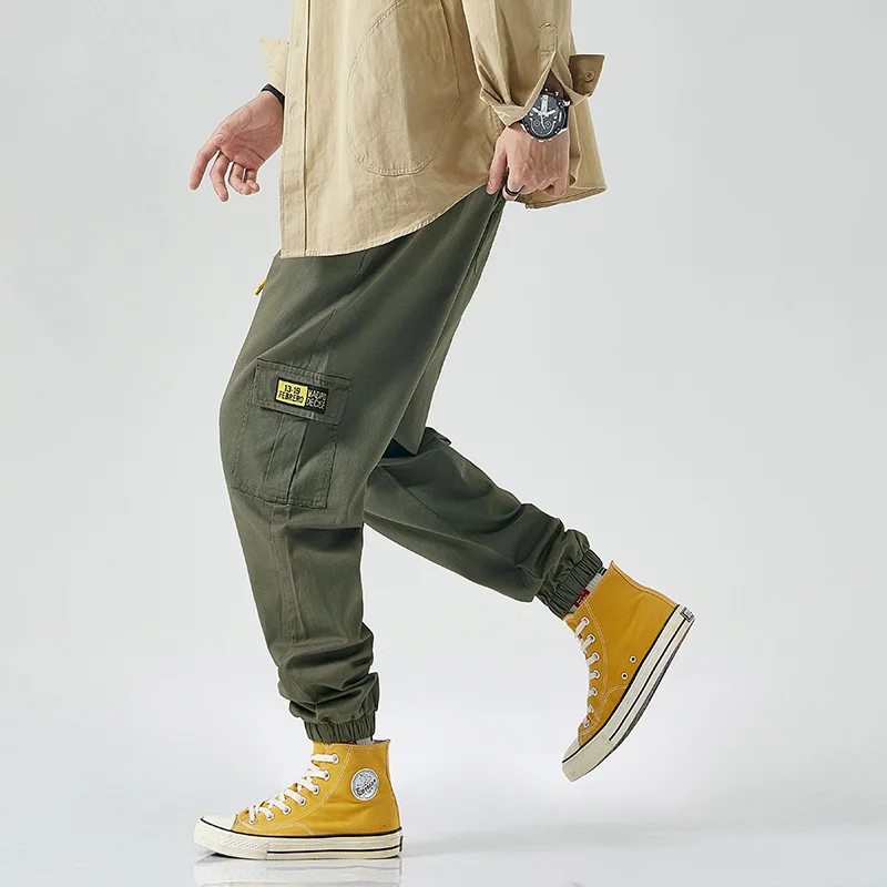 

M-8XL Cargo Pants Joggers Men Black Harem Pants Multi-pocket Ribbons Man Sweatpants Streetwear Casual Pants Elastic waist Male T