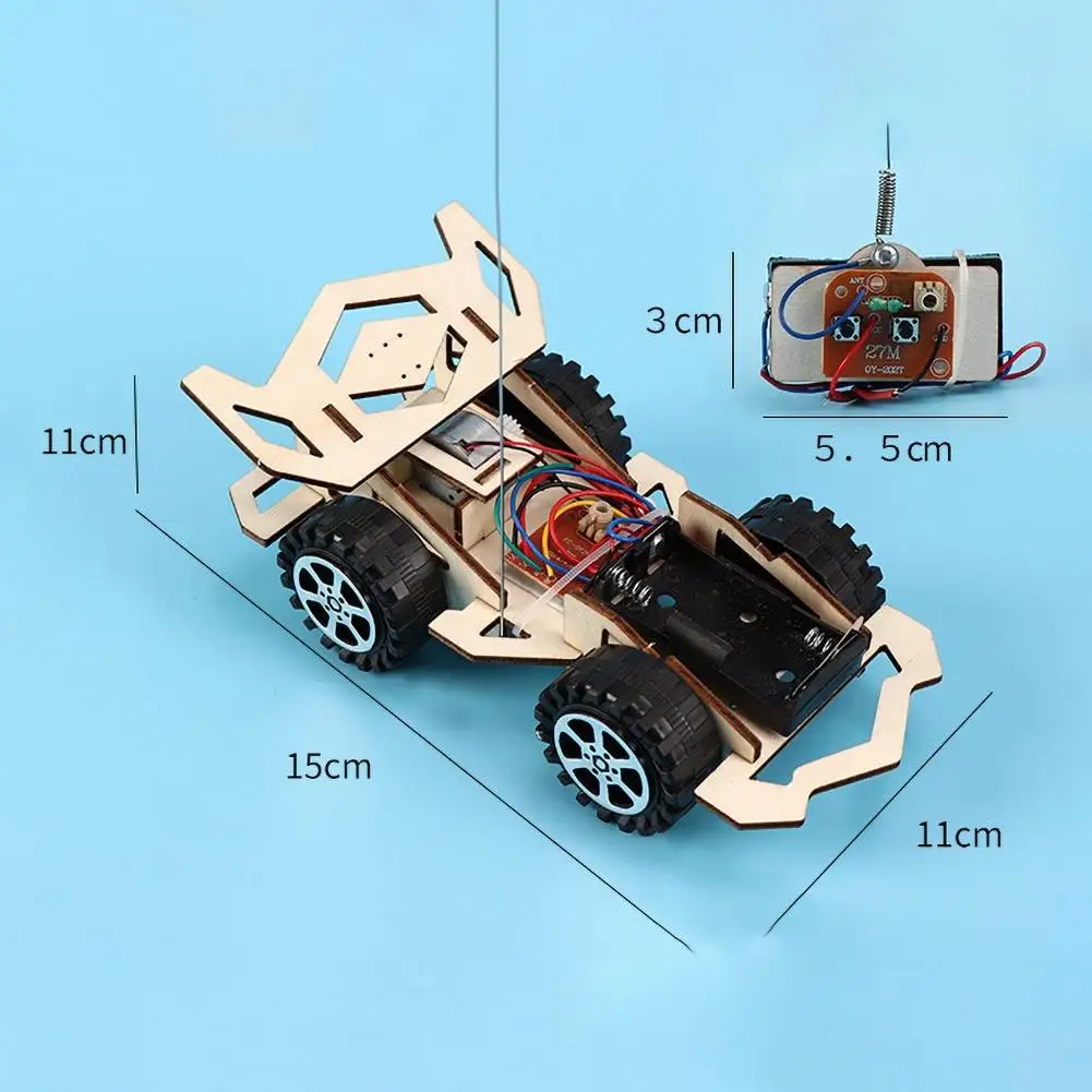 

Kid Wooden DIY Assembly 4-CH Electric RC Racing Car Model Science Experiment Toy Parent-child Interactive Game Accessories Gifts