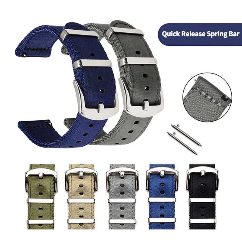 BEAFIRY Nylon Watch Band 18mm 20mm 22mm 24mm Breathable Woven Lightweight  Canvas Watch Straps Watchbands Sports black green