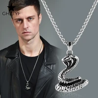 gothic cobra snake necklace punk rock youth men women jewelry stainless steel long chain with pendant necklaces 24 8 inch