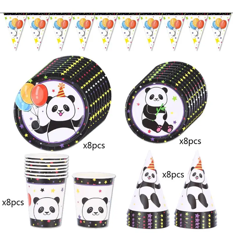 Вечерние одноразовые тарелки в форме панды декорации на день рождения для