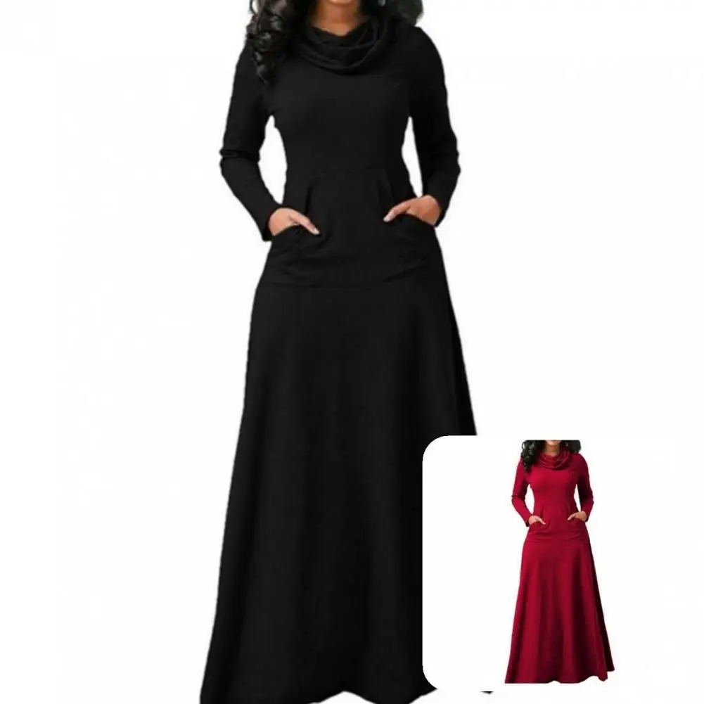 

Универсальное осеннее платье с потрясающим свободным подолом, быстросохнущее весеннее платье до щиколотки для свиданий