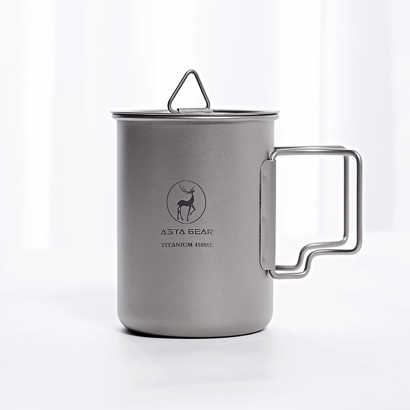 ASTA GEAR чистая титановая чашка для воды титановая чайная чашка, кофейная чашка для вареной воды легкий портативный открытый горный кемпинг 450 мл