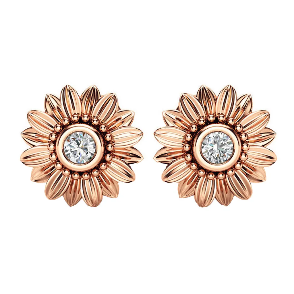 Модные ювелирные изделия оригинальные серьги-гвоздики в виде подсолнуха из