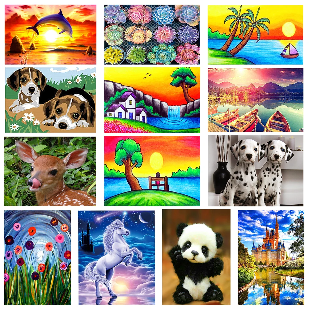 

5D Diy Cartoon Full Drill Round Diamond Painting Kit Scenery Diamond Embroidery Mosaic Cross Stitch Home Decoration Gift