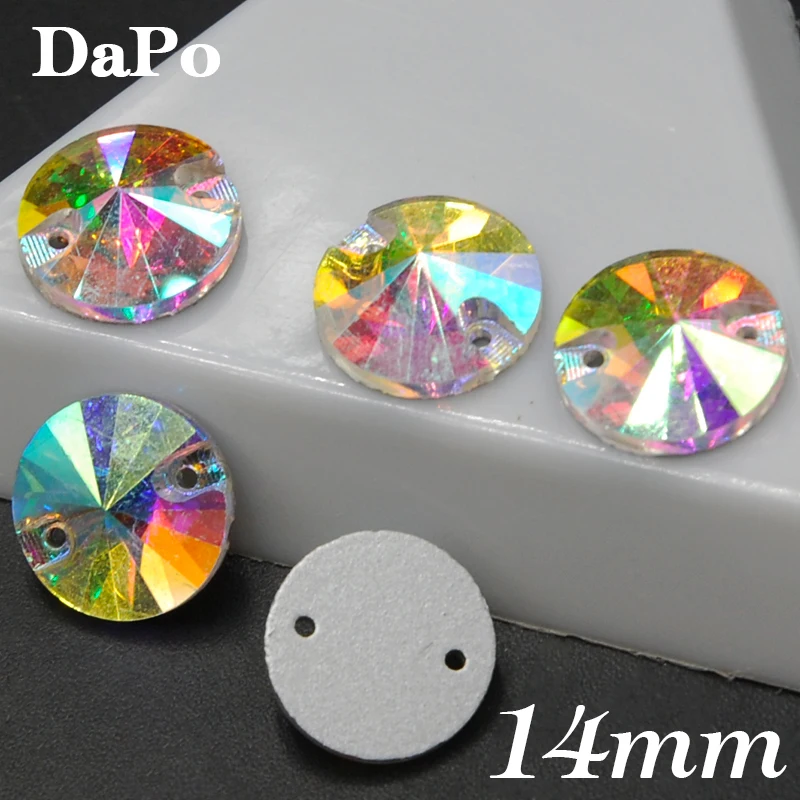 Распродажа хит продаж 35 шт. 14 мм Круглый Rivoli плоская задняя часть кристалл AB