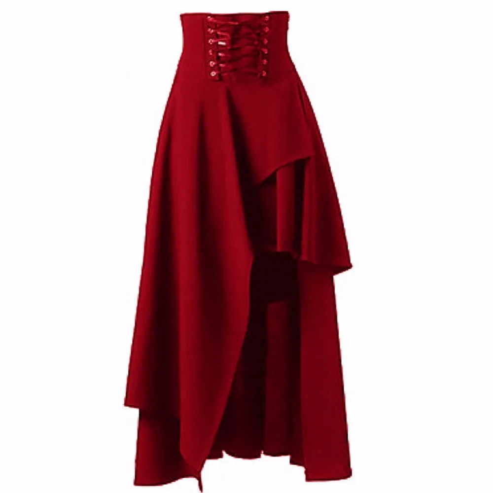 Винтажная Асимметричная юбка Goth модная однотонная плиссированная хлопковая для