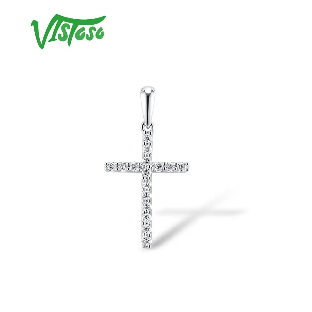Женский классический кулон с бриллиантами VISTOSO из белого золота 14 к 585 пробы