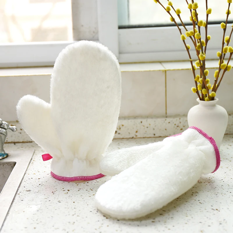 1 шт. бамбуковые водонепроницаемые перчатки PEVA белые Нескользящие для мытья