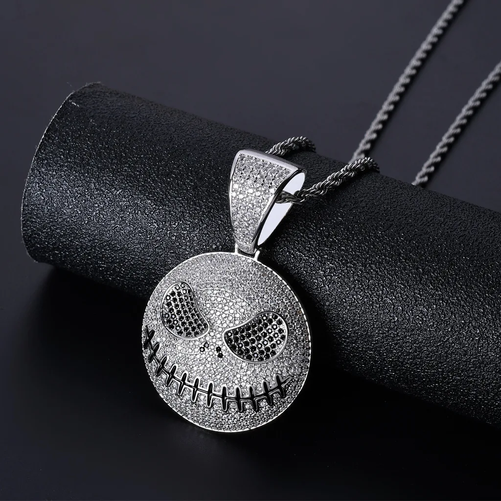 

Hip Hop Jewelry Mask Necklace Skull Head Grimace New Arrival Pendant Cubic Zircon Copper Necklace Iced Out Chain Mens Ms Gif
