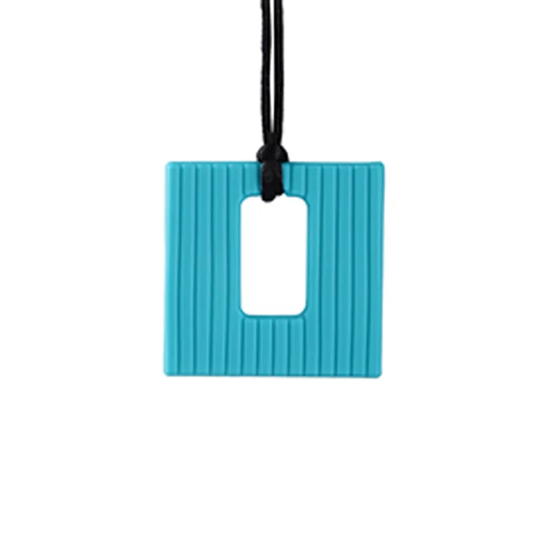 5PCS Square Textured Chew Necklace Silicone Teether Baby Teething Pendant Sensory Therapy Toys for Autism ADHD Special Needs | Мать и