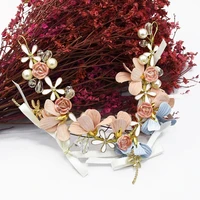 imitation precious flower bridal hair accessories crystal pearl woodland wedding headdress bohemian bride wedding accessories