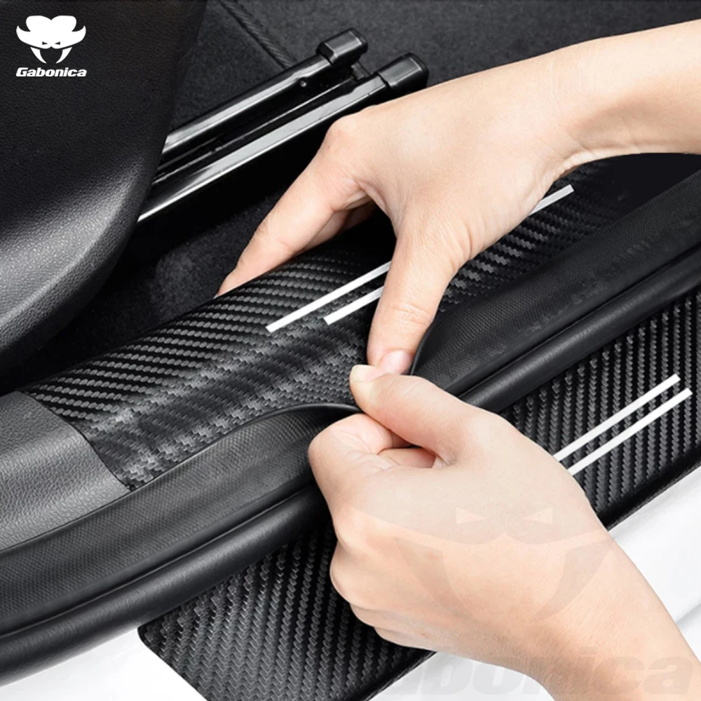 Наклейка на дверные пороги заднего бампера автомобиля из углеродного волокна