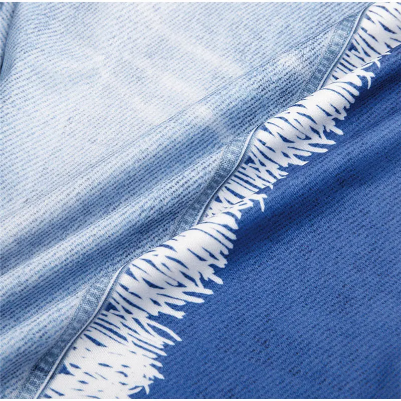 Plus Size Tassel Print Fake Jeans Leggings 4xl Contrast Color Stretchy Skinny Joggers Slim Fit Outfits Streetwear Long Trousers |