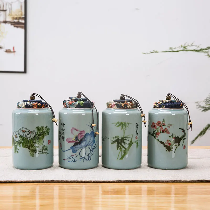 

YeFine Ceramic Tea Box Sealed Tank Dried Fruit Seed Coffee Beans Portable Travel Tea Box